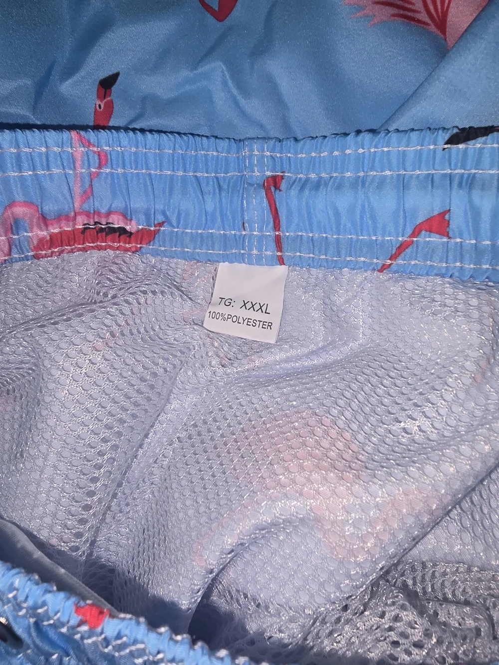 Men's Flamingo‎ Print Swim Trunks - Blue